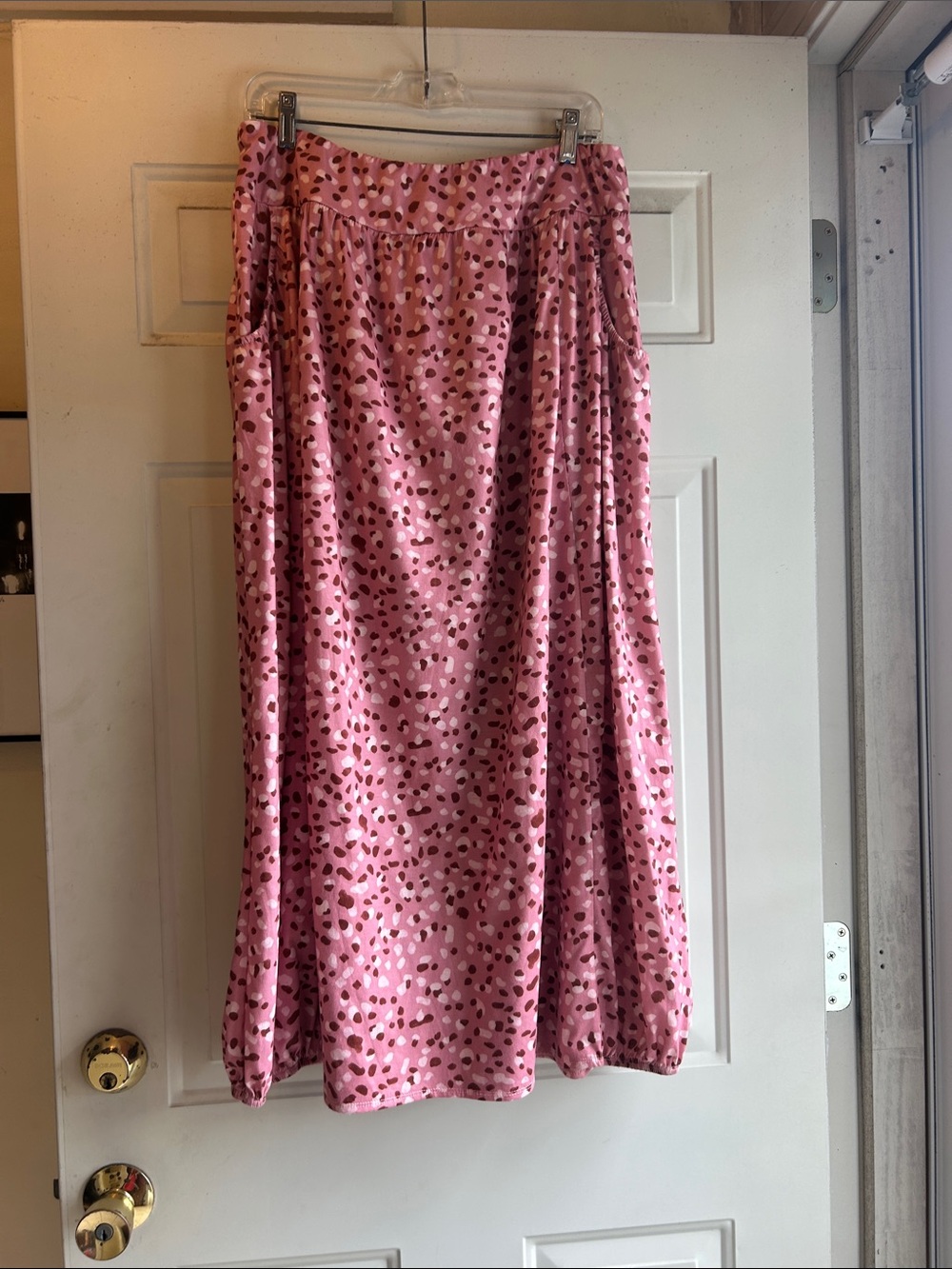 Pink Printed Midi Skirt